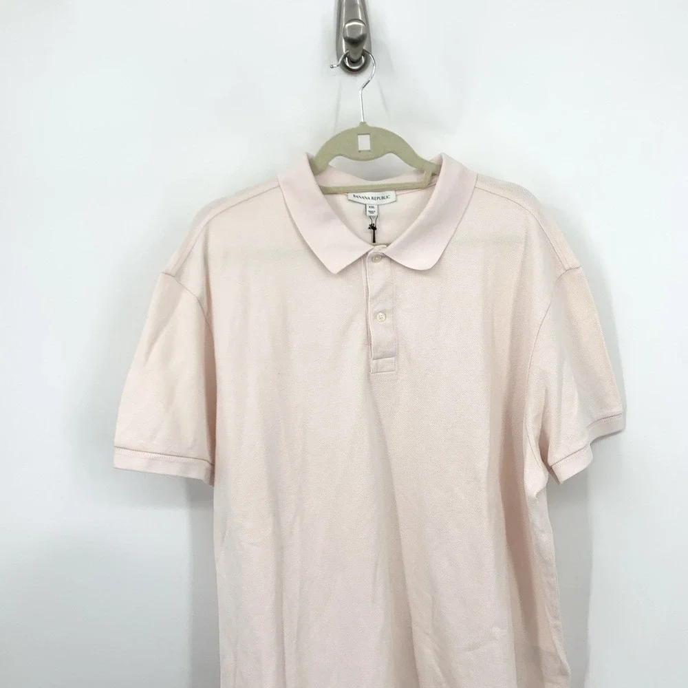 Banana‎ Republic Men Size XXL Polo Shirt Pink Short Sleeve Cotton Top Lux Pique
